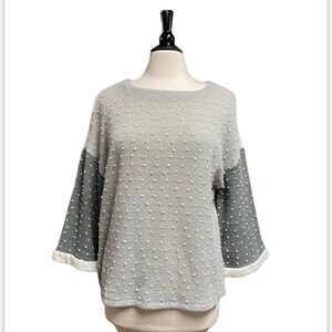 Blu Pepper Sage & Cream 3/4 Bell Sleeve Lightweight Sweater